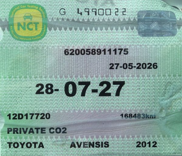 2012 Toyota Avensis 1.8 Valvematic Nct 07/27 389325809