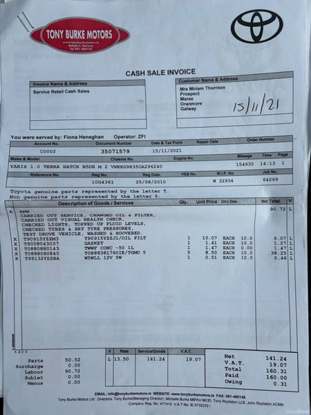 2010 Toyota Yaris 1.0 VVT-I Nct 04/27 Tax 09/26 398977883