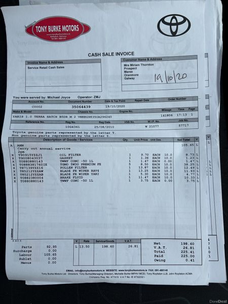 2010 Toyota Yaris 1.0 VVT-I Nct 04/27 Tax 09/26 399067353