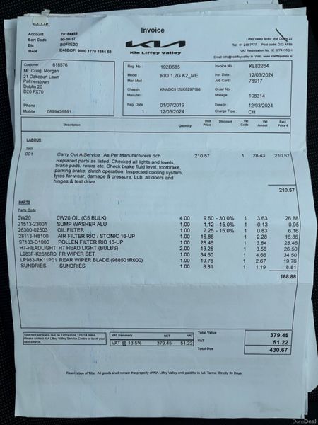 2019 Kia Rio 1.25 K2 Nct 06/27 Tax 02/27 399249347