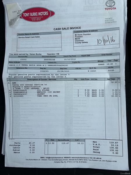 2010 Toyota Yaris 1.0 VVT-I Nct 04/27 Tax 09/26 399298025