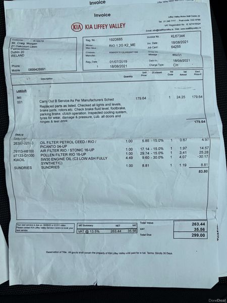 2019 Kia Rio 1.25 K2 Nct 06/27 Tax 02/27 399525039