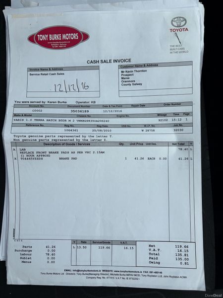 2010 Toyota Yaris 1.0 VVT-I Nct 04/27 Tax 09/26 399528091