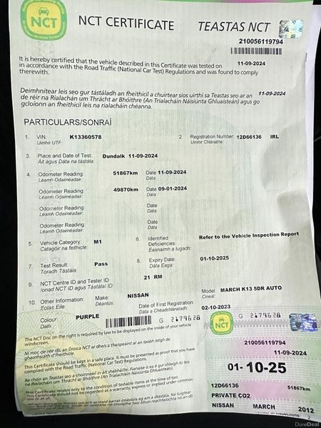 Nissan March 2012 Automatic NCT 10/25 Tax 07/25 325128361