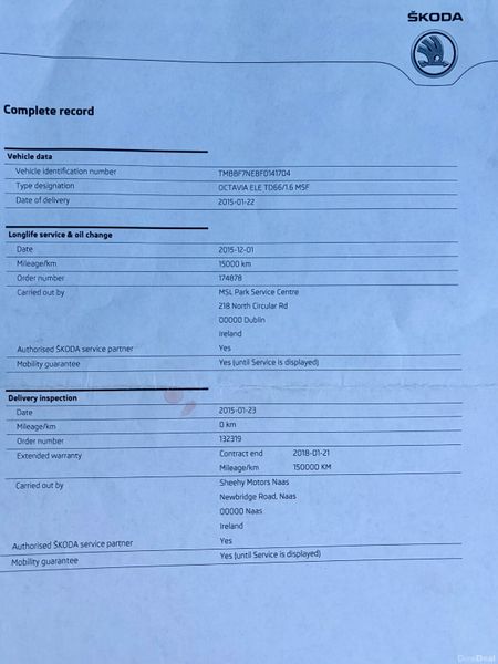 2015 Skoda Octavia 1.6 TDI Nct 05/27 Tax 10/26 400269213