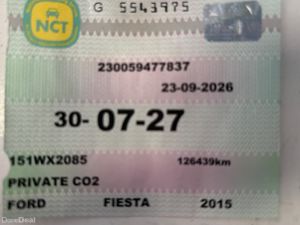 2015 FORD FIESTA ZETEC 1.25i LOW KMS NCT 1 OWNER - Image 2