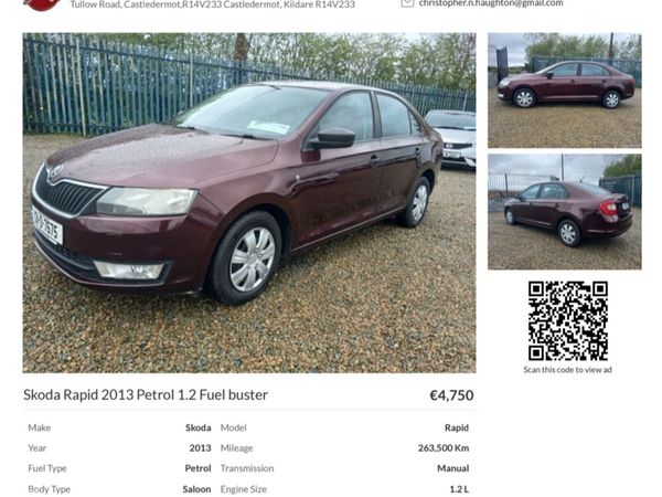 Skoda Rapid Saloon, Petrol, 2013, Red