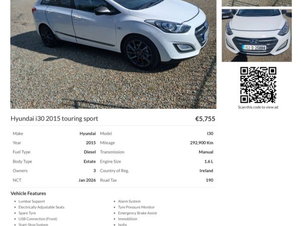 Hyundai i30 Estate, Diesel, 2015, White
