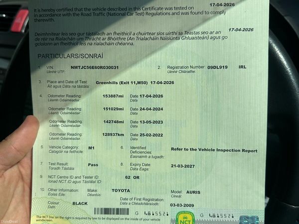 Toyota Auris Hatchback, Diesel, 2009, Black