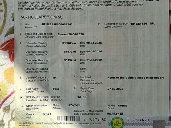 Toyota Auris Hatchback, Petrol, 2018, Grey