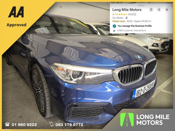 BMW 5-Series Saloon, Petrol Plug-in Hybrid, 2018, Blue