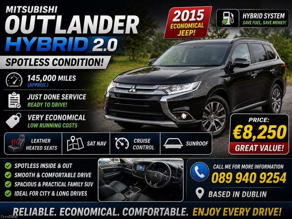 Mitsubishi Outlander SUV, Petrol Plug-in Hybrid, 2015, Black