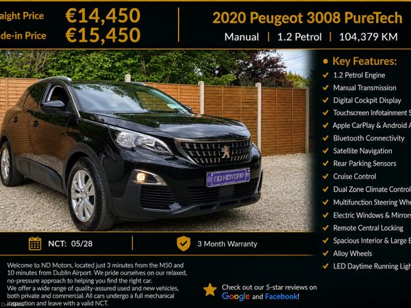 Peugeot 3008 MPV, Petrol, 2020, Black