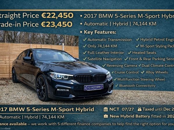 BMW 5-Series Saloon, Petrol Plug-in Hybrid, 2017, Black