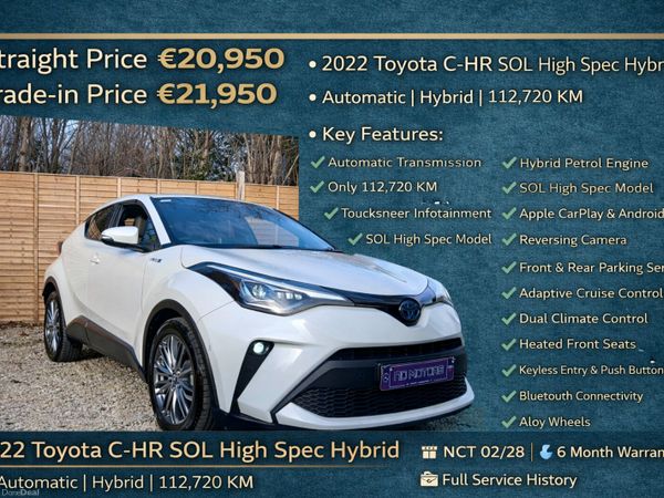 Toyota C-HR Hatchback, Petrol Hybrid, 2022, White