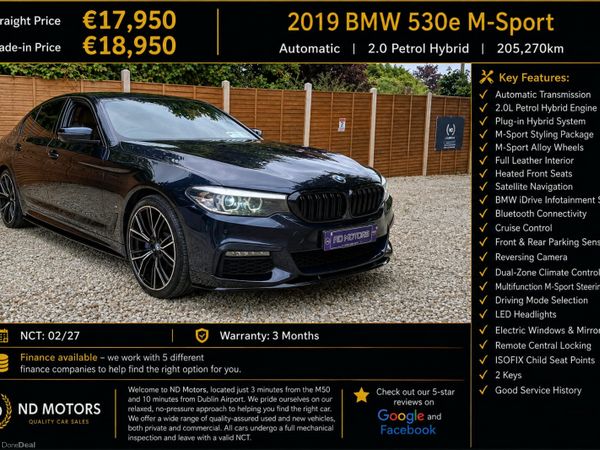 BMW 5-Series Saloon, Petrol Plug-in Hybrid, 2019, Black
