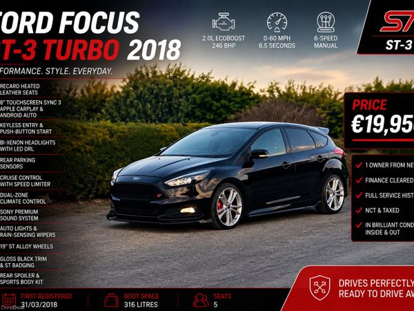 Ford Focus Hatchback, Petrol, 2018, Black