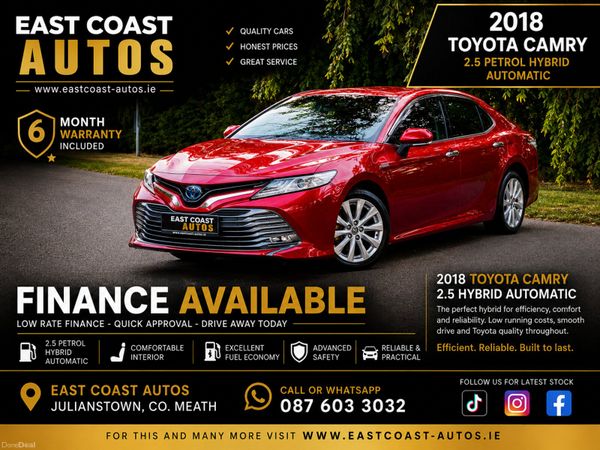 Toyota Camry Saloon, Petrol Hybrid, 2018, Red