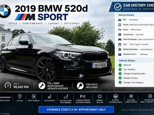 BMW 5-Series Saloon, Diesel, 2019, Black