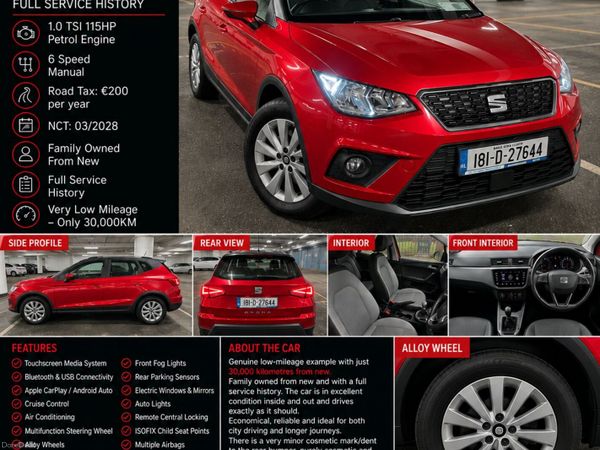 SEAT Arona SUV, Petrol, 2018, Red