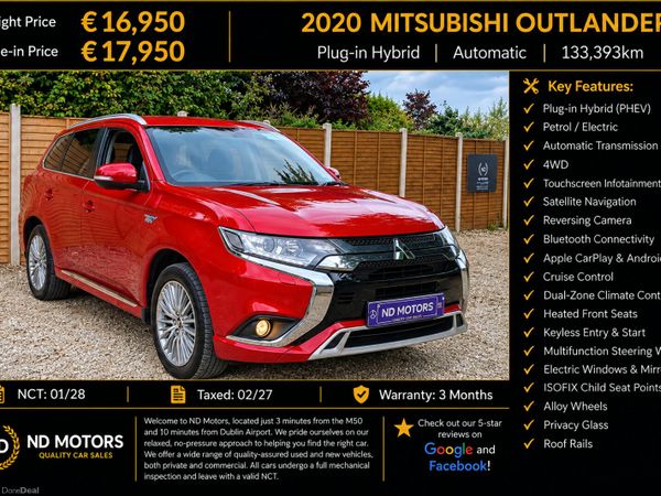 Mitsubishi Outlander SUV, Petrol Plug-in Hybrid, 2020, Red
