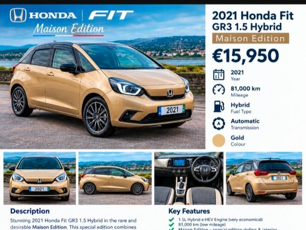 Honda Fit Hatchback, Petrol Hybrid, 2021, Gold