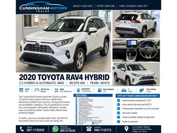 Toyota RAV4 SUV, Petrol Hybrid, 2020, White