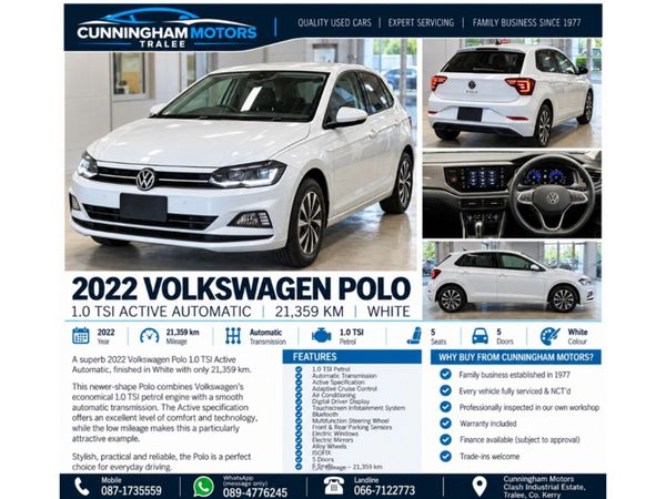 Volkswagen Polo Hatchback, Petrol, 2022, White