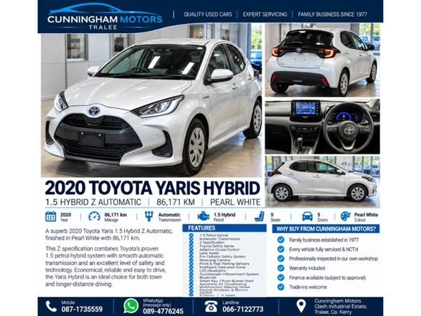Toyota Yaris Hatchback, Petrol Hybrid, 2020, White