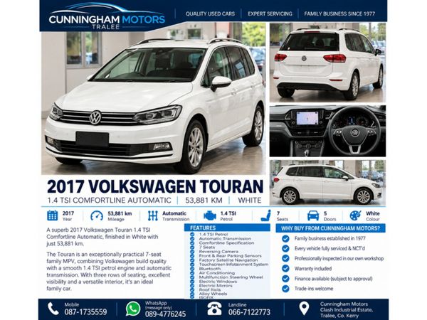 Volkswagen Touran Hatchback, Petrol, 2017, White