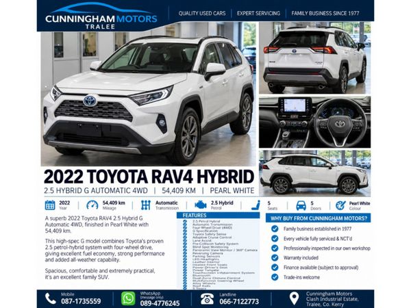 Toyota RAV4 SUV, Petrol Hybrid, 2022, White