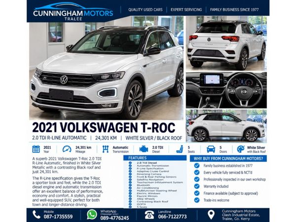 Volkswagen T-Roc SUV, Diesel, 2021, White