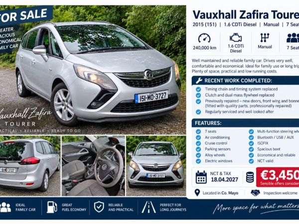 Vauxhall Zafira MPV, Diesel, 2015, Silver