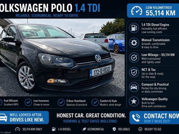Volkswagen Polo Hatchback, Diesel, 2017, Black