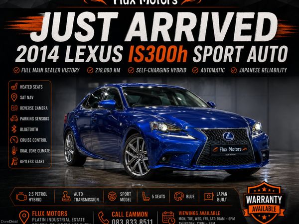 Lexus IS Saloon, Petrol Hybrid, 2014, Blue