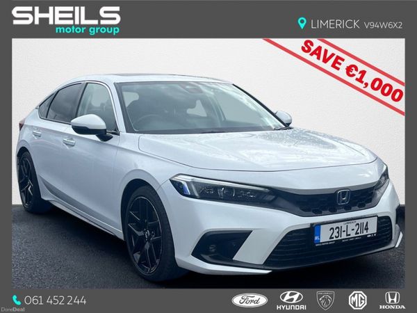 Honda Civic Hatchback, Petrol Hybrid, 2023, White