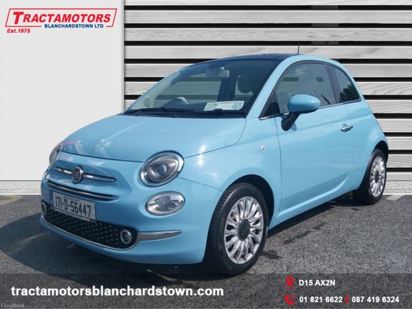 Fiat 500 Hatchback, Petrol, 2017, Blue