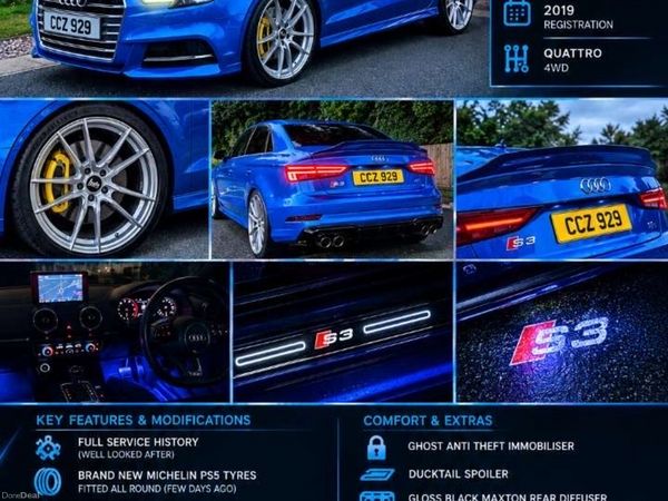 Audi S3 Saloon, Petrol, 2019, Blue