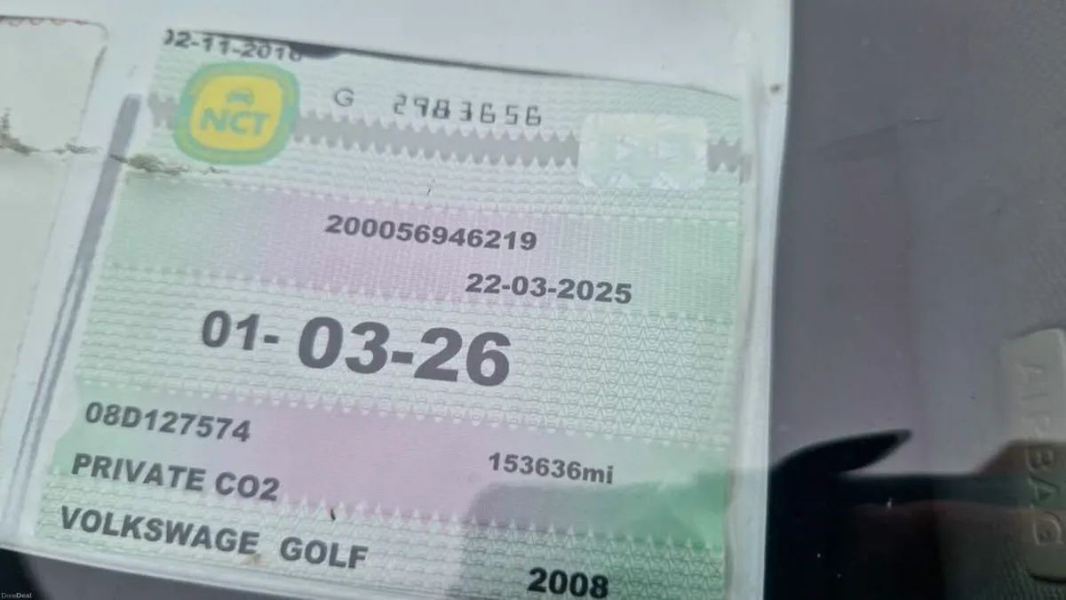 Volkswagen Golf 2008 NCT VALID 3/2026 - Image 3