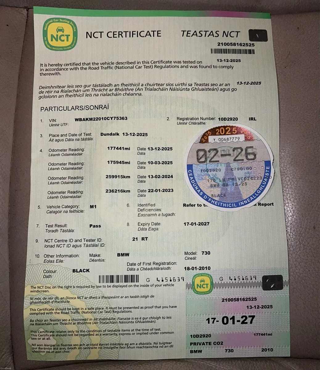 2010 BMW 730D Auto New NCT 1/27 New TAX 2/27 - Image 3