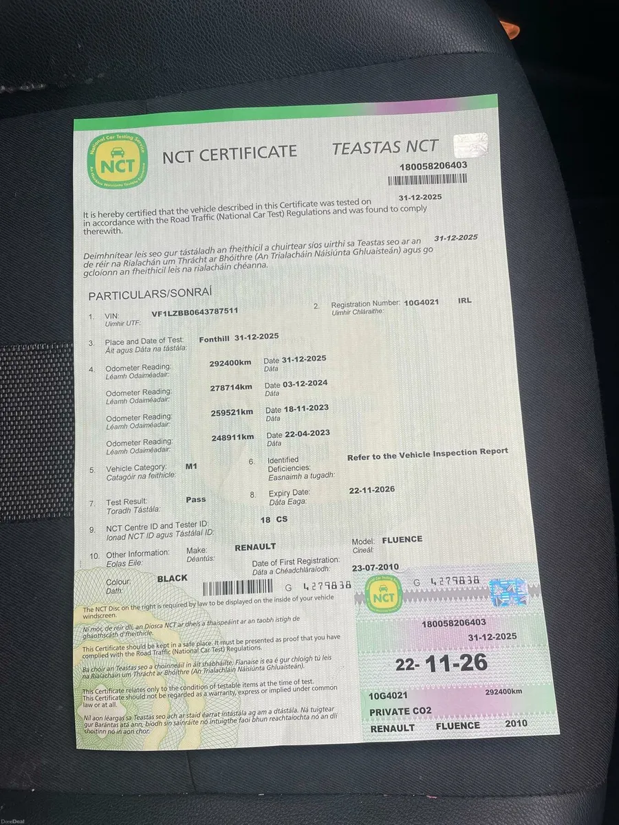 RENAULT FLUENCE NEW NCT 11/26 &TAX - Image 2