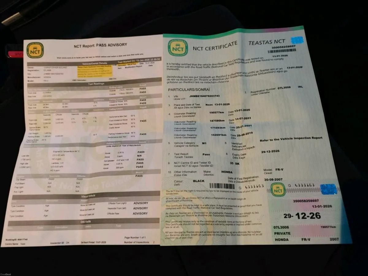 Automatic 6 seater NCT 12/26 07 Honda FRV 1.7 SE - Image 3