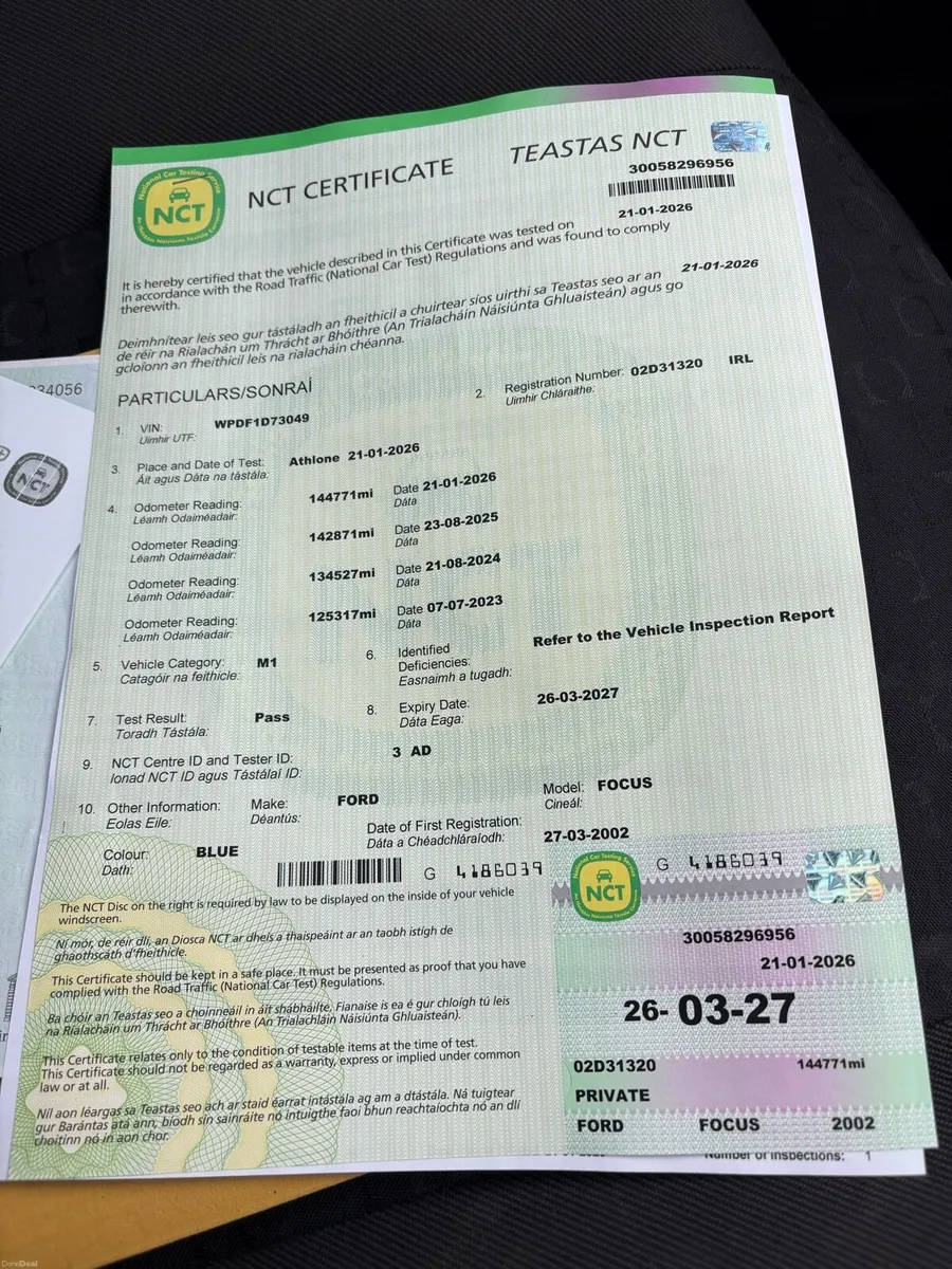 Ford Focus 2002. NCT 03/27 - Image 3