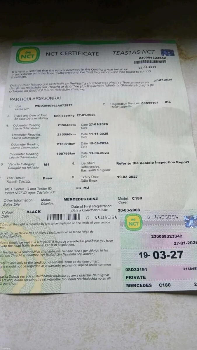 08 MERCEDES C180 AVENTGUARD NEW TEST ❌19/03/2027❌ - Image 4