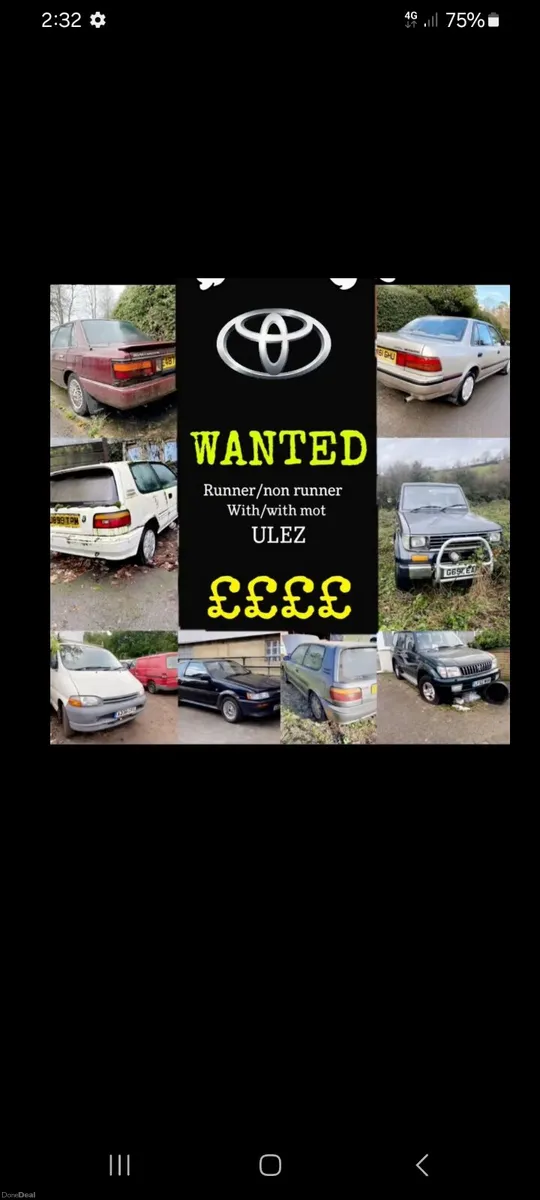 Car's vans Jeeps Lorrys wanted 4x4 Toyota - Image 1