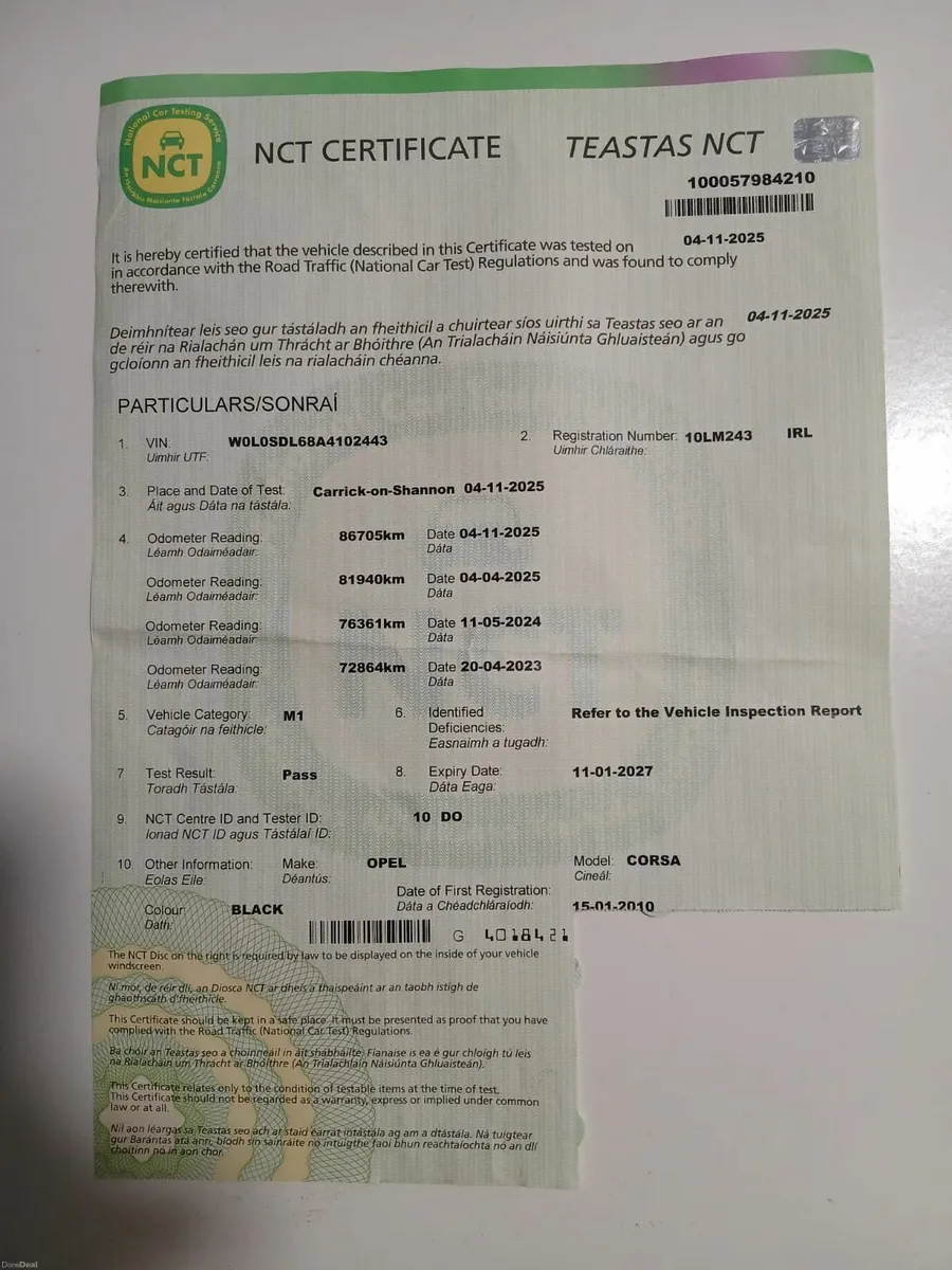OPEL CORSA 2010 LOW MILEAGE 54K NEW NCT - Image 3