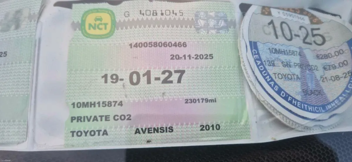 Toyota avensis NCT 1/27 tax 04/26 - Image 3