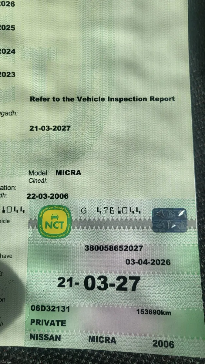 Fresh NCT Automatic Nissan Micra NCTED 3/27 - Image 1