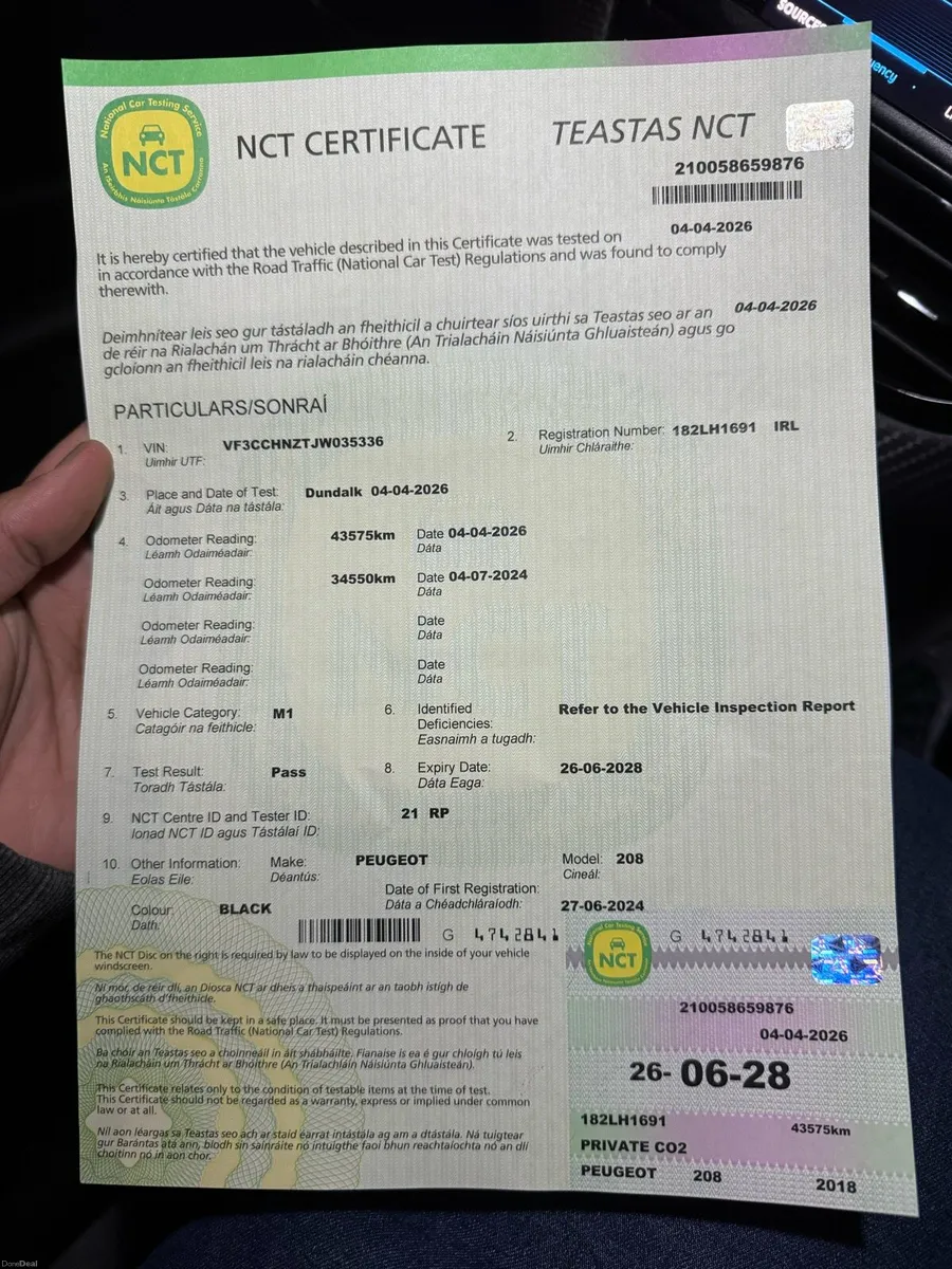 Peugeot 208 (Auto) NCT-06/28 - Image 2