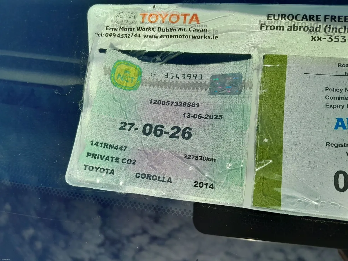 2014 Toyota Corolla 1,3 nct 06/26 €6200 - Image 3